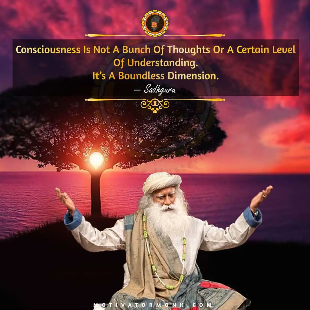 Sadguru sayingsConsciousness is not a bunch of thoughts or a certain level of understanding – it’s a boundless dimension.